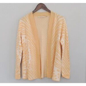 Soft Surroundings Sz M Yellow Striped Open Front Sweater Cardigan Womens